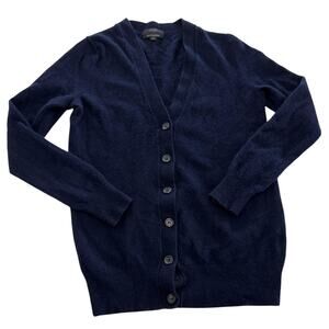 J Crew Sweater Womens XS Navy Blue Wool Nylon Cashmere Blend Button Cardigan